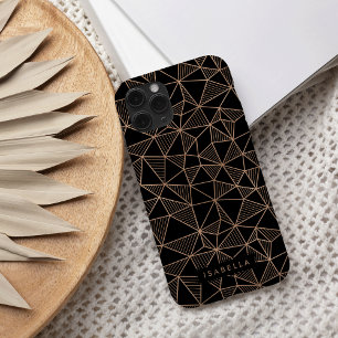 Coque Pour iPhone 16 Faux Rose Gold & Black Modern Géométrique