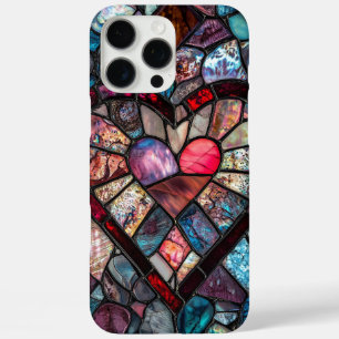 Coque iPhone 16 Pro Max Faux Staint Verre Coeur Saint-Valentin