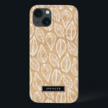 Coques Pour iPhone Faux Wood | Motif Feuille personnalisé iPad Mini C<br><div class="desc">Mini coque iPad personnalisable avec motif feuille blanc sur un arrière - plan en faux bois. Autres motifs et disponibles.</div>