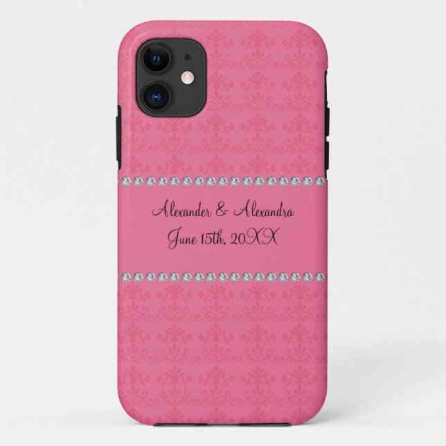 Coques Case-Mate iPhone Faveurs de mariage en diamant rose (Dos)
