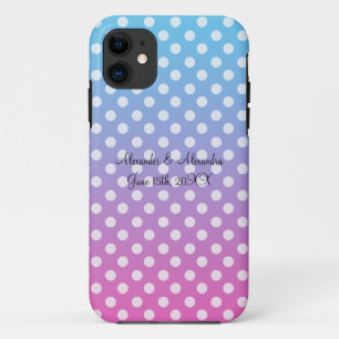 Coques Pour iPhone Faveurs de mariage pois bleu et rose