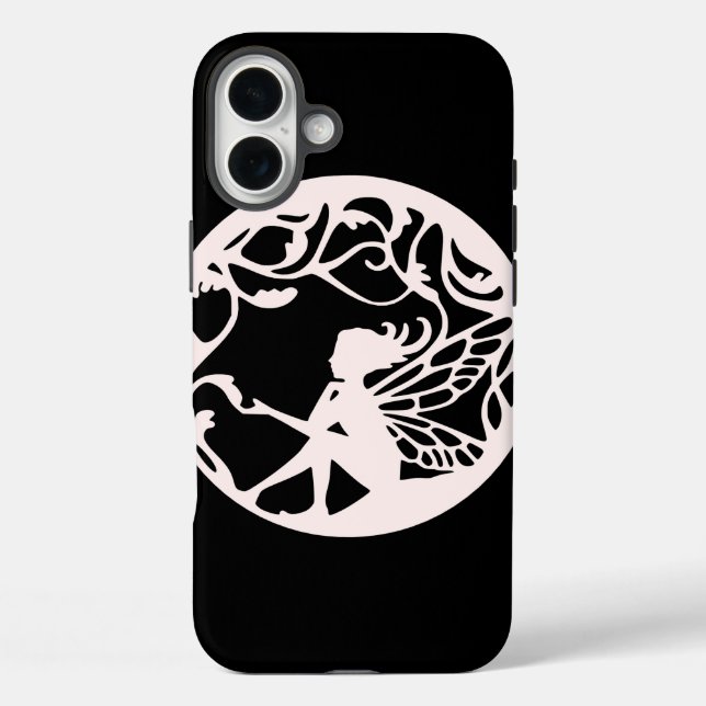Coques Case-Mate iPhone Fée blanche sur Arrière - plan noir (Verso)