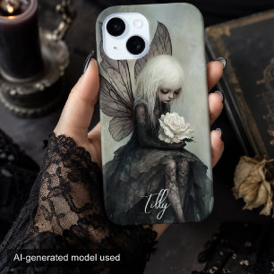 Coque Case-Mate iPhone Fée gothique et rose blanche Fantastique sombre