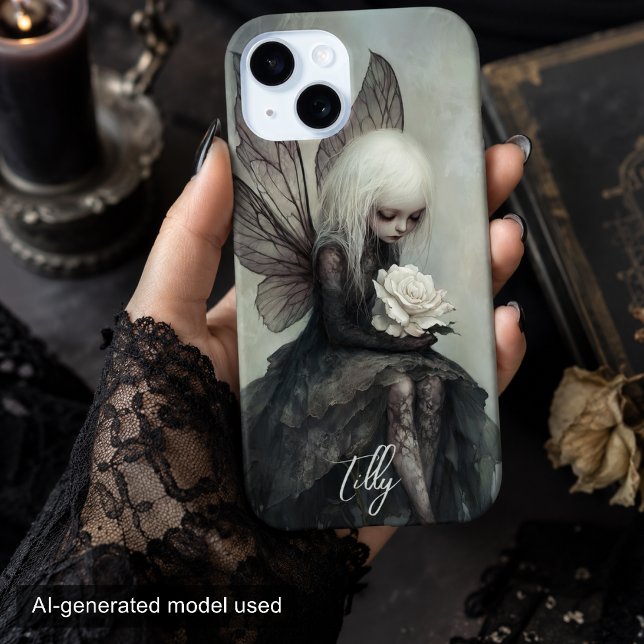 Coques Case-Mate iPhone Fée gothique et rose blanche | Fantastique sombre  (Créateur téléchargé)
