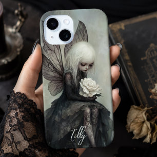 Coque Case-Mate iPhone Fée gothique et rose blanche Fantastique sombre