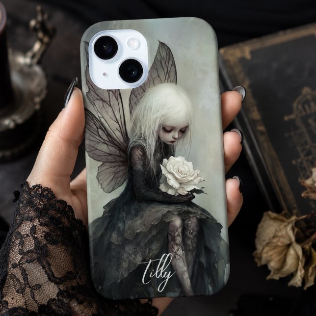 Coques Case-Mate iPhone Fée gothique et rose blanche | Fantastique sombre  (Créateur téléchargé)