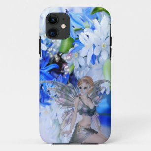 Coque iPhone 11 Féerie papillon en fleurs bleues