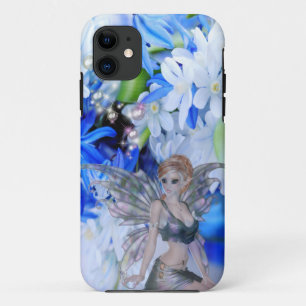 Coque iPhone 11 Féerie papillon en fleurs bleues