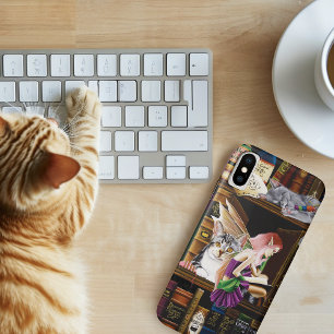 Case-Mate iPhone Case Fées Chats Magiques Bibliothèque Enchantée Livres