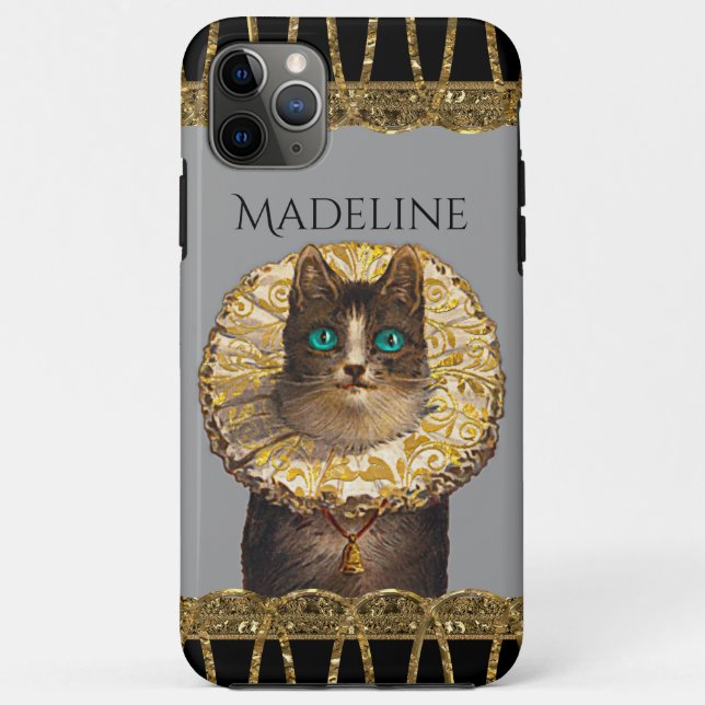 Coques Case-Mate iPhone Felicette Bleu Chic French Kitty Monogramme (Dos)