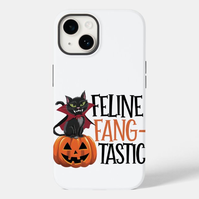 Coques Case-Mate iPhone Feline Fang-tastic Halloween Conception de chat Va (Verso)