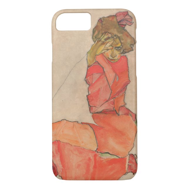 Coques Case-Mate iPhone Femelle à genoux d'Egon Schiele dans la robe de (Dos)