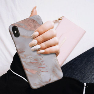 Coque Case-Mate iPhone Féminin écriture de nom élégant rose gold pailleté