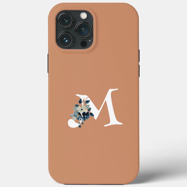 Coques Case-Mate iPhone Féminin floral avec grand initial rose élégant mod (Verso)