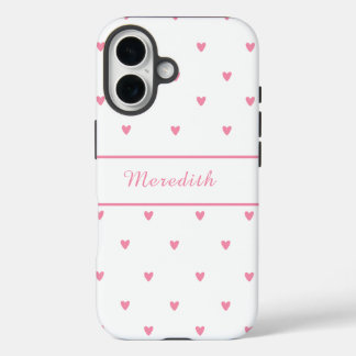Coque Pour iPhone 16 Feminine Pink Heart Personalized 