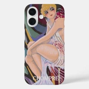 Coque Pour iPhone 16 Femme Art Déco Vintage avec Draperies par S. Chomp