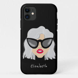 Case-Mate iPhone Case Femme aux cheveux gris cool avec lunettes Nom pers