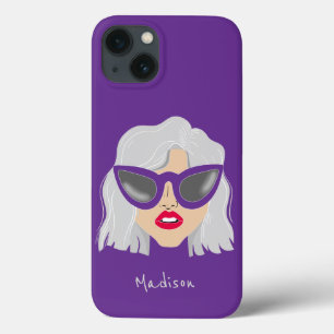 Case-Mate iPhone Case Femme aux cheveux gris et lunettes personnalisées