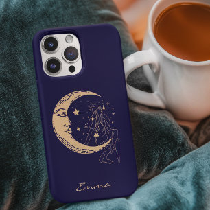 Case-Mate iPhone Case Femme céleste lune & étoiles, boho, or élégant