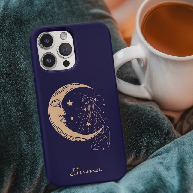 Coques Case-Mate iPhone Femme céleste lune & étoiles, boho, or élégant (Créateur téléchargé)