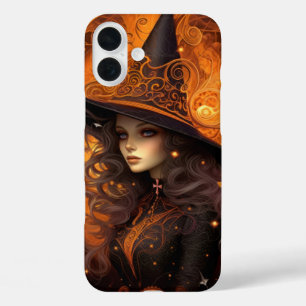 COQUE POUR iPhone 16 PLUS FEMME DE CARTE DE TAROT ORANGE D'HALLOWEEN GOTHIQU