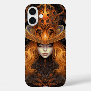 COQUE POUR iPhone 16 PLUS FEMME DE CARTE DE TAROT ORANGE GOTHIC ÉPOUVANTABLE