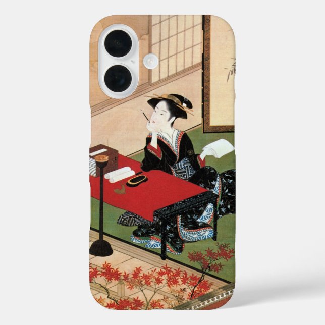 Coques Case-Mate iPhone Femme écrivant une lettre, Shunsho (Verso)