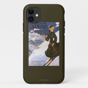 Coques Pour iPhone Femme en affiche verte de ski