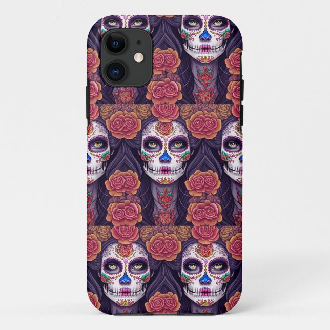 Coques Case-Mate iPhone Femme en maquillage crâne sucre (Dos)