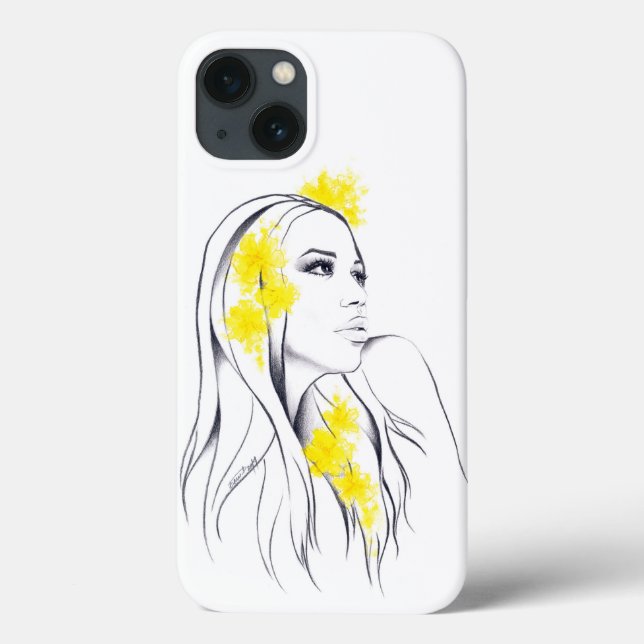 Coques Case-Mate iPhone Femme face Fleurs jaunes Mode illustration art (Verso)