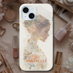 Coque Case-Mate iPhone Femme florale romantique Silhouette personnalisée