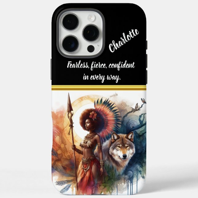 Coques Case-Mate iPhone Femme guerrière avec loup à l'aube (Verso)