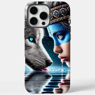 Coque iPhone 16 Pro Max Femme indienne et loup loyal