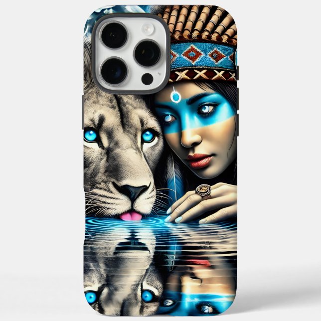 Coques Case-Mate iPhone Femme Indienne native et lion loyal (Verso)