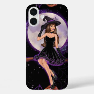 COQUE POUR iPhone 16 PLUS FEMME JOLIE HALLOWEEN VIOLET & ORANGE ÉPOUVANTABLE