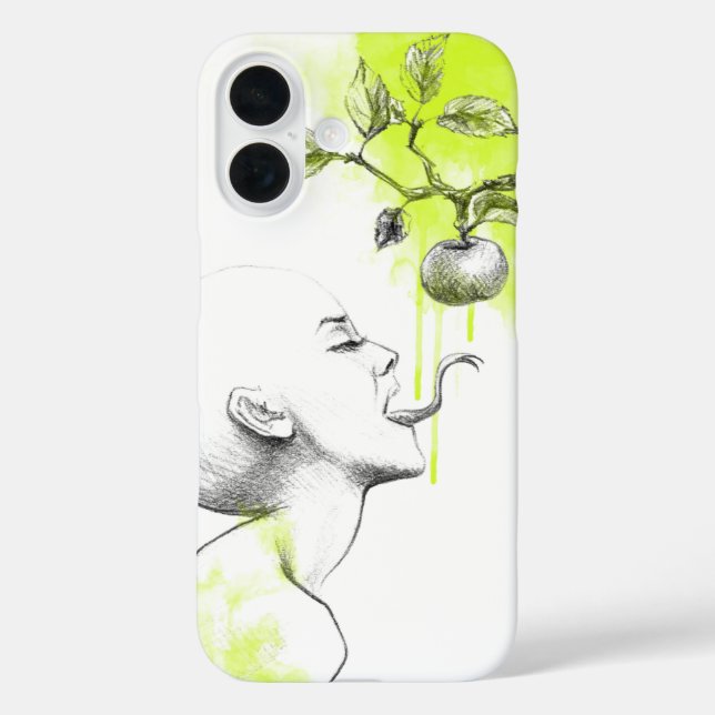 Coques Case-Mate iPhone Femme Langue serpent Pomme Éclat vert Art surréel (Verso)