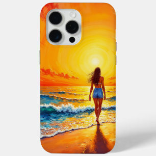 Coque Case-Mate iPhone Femme marcher plage de l'océan chaud coucher de so
