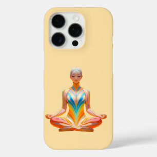Coque iPhone 16 Pro Femme méditative contre arrière - plan jaune paste