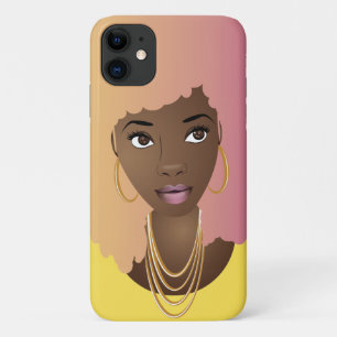 Case-Mate iPhone Case Femme noire avec cheveux couleur jaune et rose Afr
