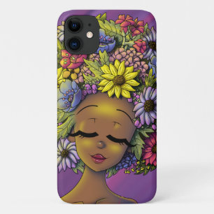 Case-Mate iPhone Case Femme noire avec un afro fleuri