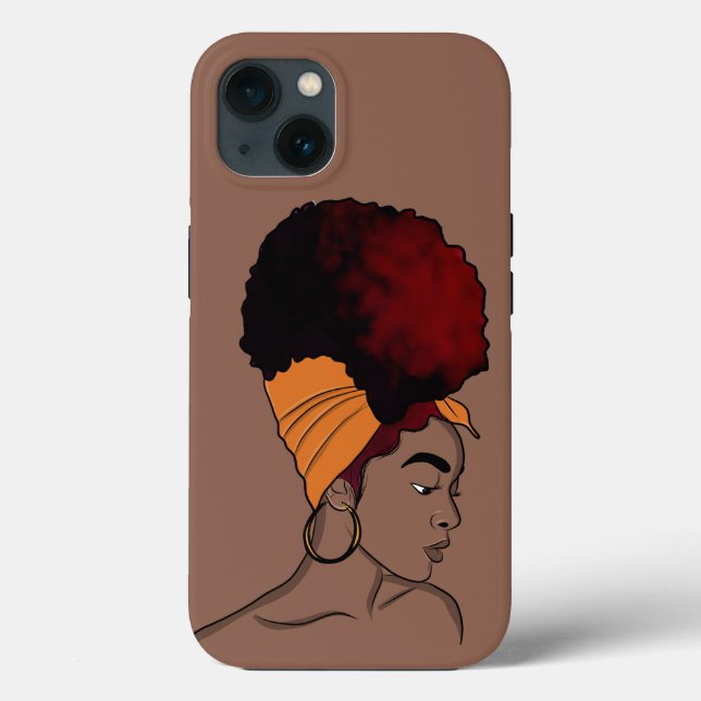 Coques Case-Mate iPhone Femme noire, Beauté naturelle, Cheveux enveloppés (Verso)