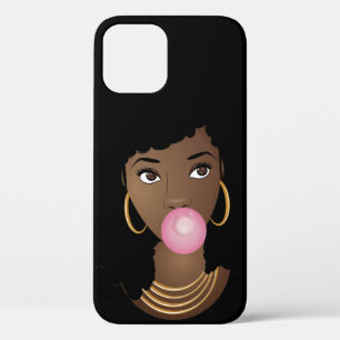 Case-Mate iPhone Case Femme noire, Cheveux naturels, Bubblegum rose