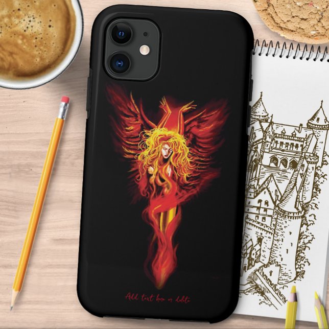 Coques Case-Mate iPhone Femme Phénix Fantastique Rouge Incandescent Noir (Créateur téléchargé)