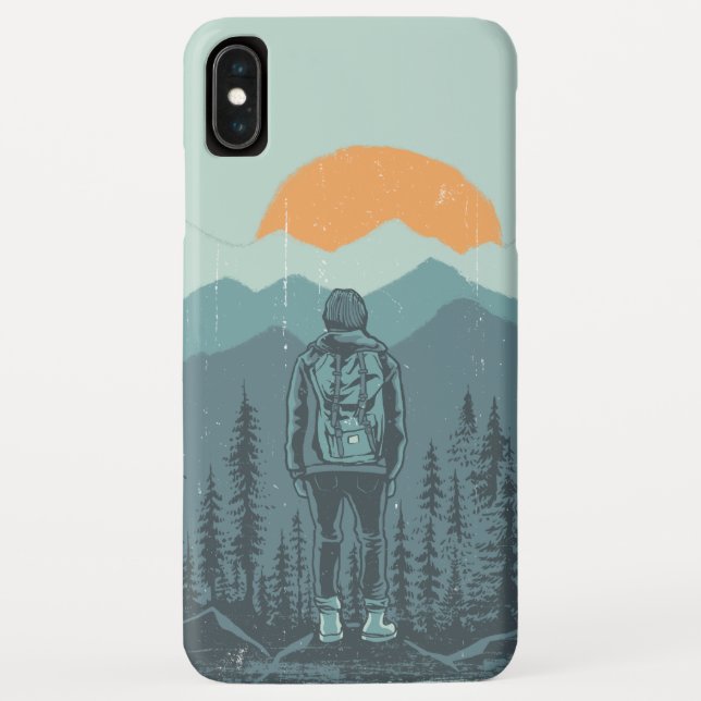 Coques Case-Mate iPhone Femme randonneuse à dossard dans une forêt de mont (Dos)