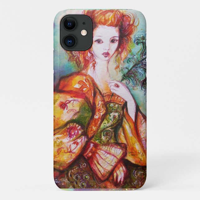 COQUES Case-Mate iPhone FEMME ROMANTIQUE AVEC PÂTE DE PEACOCK ÉCLANTE (Dos)