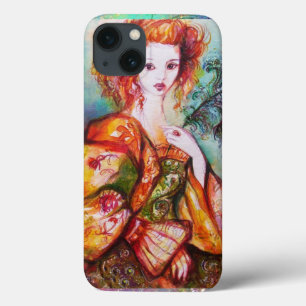 iPhone 13 COQUE FEMME ROMANTIQUE AVEC PÂTE DE PEACOCK ÉCLANTE