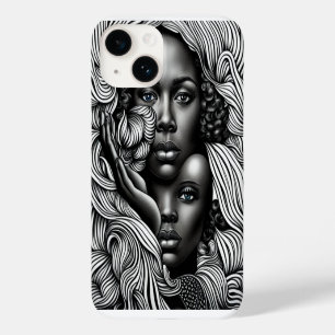 Coque Case-Mate iPhone Femmes Afro-Américaines Abstrait Noir & Blanc