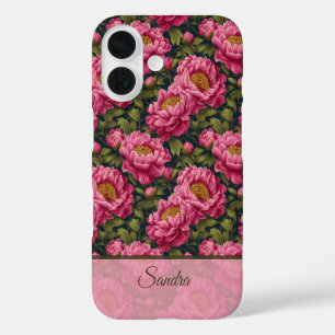 Coque Pour iPhone 16 Femmes Élégantes Cadeau Nom Pivoine