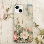 Coque Case-Mate iPhone Ferme Cottage Rustique Floral sur le côté de la gr<br><div class="desc">Très joli design floral avec des sprays d'angle de roses blanches et roses d'aquarelle et de fleurs sauvages sur la ferme rustique patiné côté grange.</div>