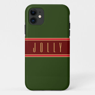 Case-Mate iPhone Case Festif Forêt verte Bourgogne rayures "Jolly" Texte